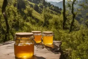 Pots de miel rare de Buplevre Épineux en pleine nature